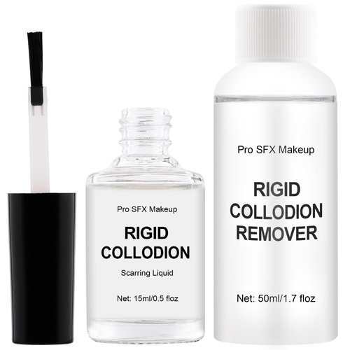 DALVGFN Rigid Collodion Special Effects SFX Makeup, Scarring Liquid & Remover Combo Kit, Professional Fake Wound SFX Makeup Kit, Realistic Scar Makeup For Halloween Costume Stage Theater, Latex-Free