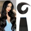 Tape in Hair Extensions Human Hair 10 Inch #1B Natural Black Pu Straight Hair 20 Pieces/Pack 40g Seamless Skin Weft Human Hair Extensions Tape in for Black Women (10Inch,Natural Black,40g)