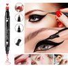 Go Ho 2 PCS Waterproof Liquid Eyeliner Stamps,Black&Red Eyeliner Heart Stamp Eyeliner for Harley Costume Makeup,Double-side Long-lasting Winged Eyeliner Stamp,Smudge-Proof Eye Liner