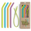 Softy Straws Wide Premium Reusable Silicone Drinking Straws + Patented Straw Squeegee - 9” Long With Curved Bend for 20 30 32 oz Tumblers Non Rubber, Flexible, Safe for Kids/Toddlers, Smoothie