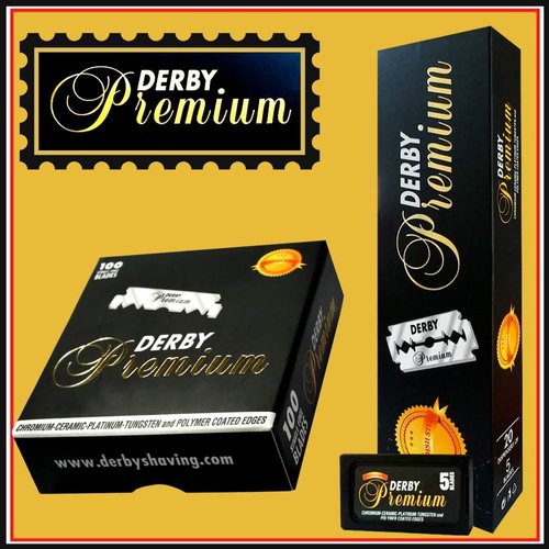 100 "Derby Premium" Double Edge Razor Blades for straight razor