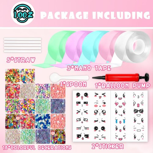 IOOZ Nano Tape Bubble Kit, Color Double Sided Tape Elastic Bubbles DIY Craft Kit, Squishy Ball, Party Favors and Fidget Toys for Girls, Boys, Kids,Christmas Stocking Stuffers, 5PCS