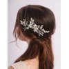Teyglen Flower Pearl Bride Wedding Hair Comb Silver Crystal Hair Comb Bridal Hair Piece Decorative Hair Accessories for Bride Rhinestone Headpiece for Women Grils (Silver)