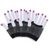 PENTA ANGEL 2 Pairs Black Nylon Fingerless Fishnet Gloves Wrist Stretch Mesh Gloves for 80's Theme Party Women Costume Accessories(Short-Black)