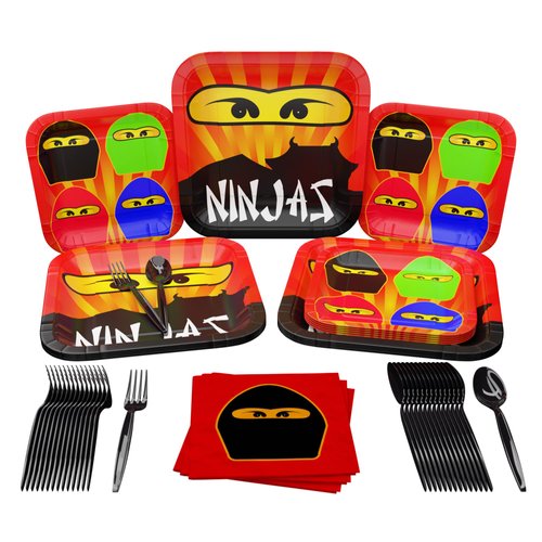 Ninja Master Party Supplies Packs (100 Pieces for 16 Guests) - Ninja Birthday Party, Ninja Party ...