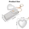 Fantasyon Lipstick Holder with Mirror Leather Diamond Lip Gloss Bag Chapstick Holder Keychain Portable Lip Balms Holder for Women Girl Travel Lipgloss Coins Storage Holder for Purse(White)