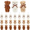 Jenaai 24 Pack Mini Bears with Bow Tie 2.35 Inch Plush Stuffed Tiny Bears Doll Bulk Small Animal Soft Bear for Valentine's Day Gift Baby Shower Birthday Gifts Party Favors DIY Keychain Crafts