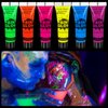 6 Color Glow in The Dark Face Paint, UV Blacklight Neon Hot Pink Face Body Paint, Glow In The Dark Under UV Lighting Party Makeup Washable, for Festivals Party Halloween Christmas(1/2FL.OZ)