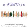 Allkem Bee Stripe Sculpted Stiletto Press on Nails | Glossy Extra Long Stiletto| 10 sizes - 20 pcs Nail kit with Glue