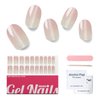 Nelikoo Semi Cured Gel Nail Strips, 20 PCS Gel Nail Stickers Work with UV Light, Gel Nail Wraps, Salon Quality & Easy to Use - Roseate Romance