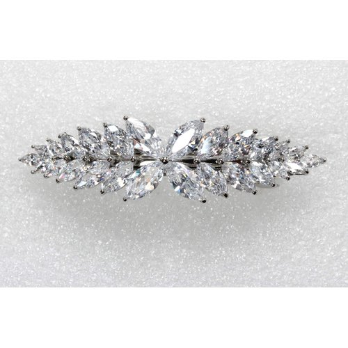 Faship Gorgeous Clear CZ Crystal Floral Hair Barrette Clip
