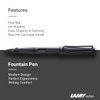 Boxiti Set - Lamy Safari Fountain Pen Charcoal, Fine Nib | 5 Black Ink Cartridges, Z28 Converter and Wipe