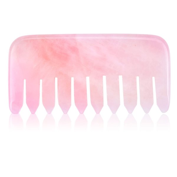 ideayard Massage Comb for Head Anti-Static Hair Rose Quartz Comb, Real Natural Crystal Gua Sha Scraping Massage Tool for Body Relaxing