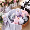 Sratte 16 Pcs Bunny Stuffed Animal 4.7 Inch Mini Bunny Detachable Keychain Bunny Party Favors Valentine Plushies Bulk Mini Easter Bunny Plush Easter Basket Stuffer(Pink, White, Gray, Purple)