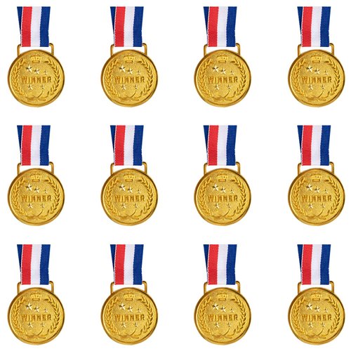 LZHZH 12 Pieces Gold Award Medals-Winner Medals Gold Prizes for Sports, Competitions, Party, Spelling Bees, Olympic Style, 2 Inches