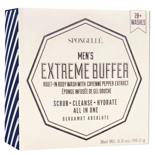 SPONGELLÉ Men's Extreme Buffer - Body Wash/Shower Gel Sponge - Bergamot Absolute White