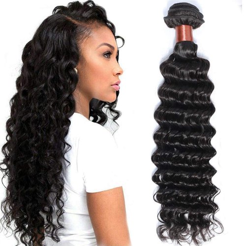 BLACKMOON HAIR Brazilian Hair Deep Wave 100% Unprocessed Virgin Human Hair Bundle Weave Natural Black Color (18 INCH, Deep Wave Bundle)