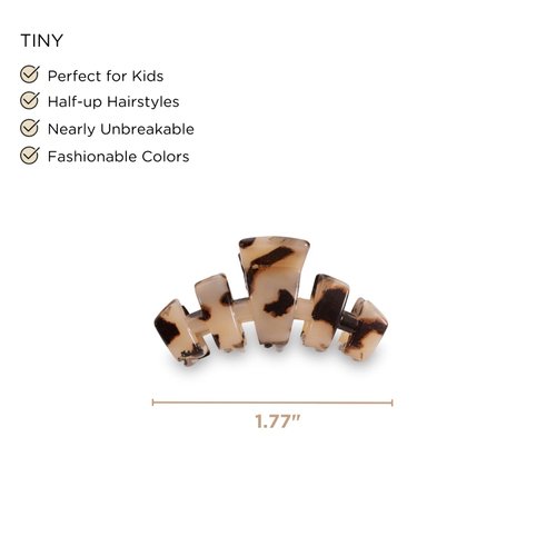 TELETIES - Tiny Hair Clip - Strong Grip, Bendable Teeth, Comfortable Curved Design - Ideal for Thin Hair, Kids, Half-up Hairstyles - For All Hair Textures - Blonde Tortoise