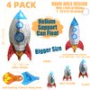 4D Big 28'' Selfstand Spacecraft Rocket Balloons Galaxy Themed Birthday Party Decor Kids Party Supplies, 4 Pack UFO Spaceman Astronaut Party Decorations Universe Planet Outer Space Mylar Foil Balloons