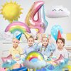 4th Birthday Decorations Girl, 4th Rainbow Birthday Balloons Set with Sun Rainbow Gradient Stars and 40 Inch Number 4 Foil Balloon for Rainbow Theme Girls 4th Birthday Party Decoration Supplies