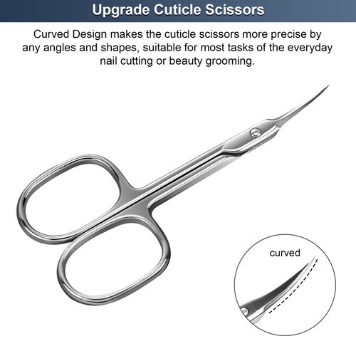 CGBE Cuticle Scissors Extra Fine Curved Blade, Super Slim Manicure Scissors for Cuticles Professional Small Scissors with Precise Pointed Tip Grooming Blades, Eyebrow, Eyelash, and Dry Skin