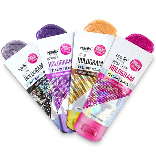 Epielle Hologram Peel Off Face Masks, Glitter Peel Off Mask, Toning & Calming, 8 variety packs (Single-Use Testers)