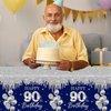 Guzbewu 90th Birthday Party Supplies for Men,3pcs Sliver Blue 90th Birthday Tablecloth Rectangle Happy 90th Birthday Table Cloth for Blue 90th Birthday Decorations