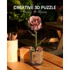 ROBOTIME 3D Puzzles Wooden Flower Pink Rose DIY Model Building Kit to Build for Adults Artifical Bouquet Botanical Collection Craft Brain Teaser Puzzle Creative Gift Home Decor