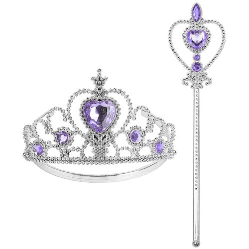 Princess Dress Up Accessories Princess Crown Tiara for Little Girls, Princess Tiara Wand Jewelry Toy Gifts for 3-6 Girl