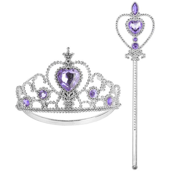 Princess Dress Up Accessories Princess Crown Tiara for Little Girls, Princess Tiara Wand Jewelry Toy Gifts for 3-6 Girl