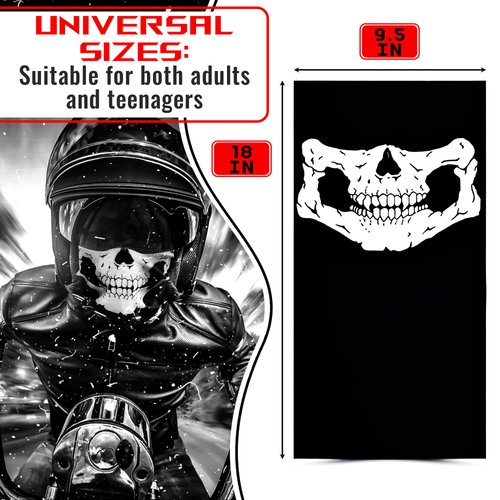 Neck Skull Mask Half Face for Men - Skull Neck Gaiter Face Mask for Men Skull Mask for Men Motorcycle Face Mask for Cold Weather Neck Scarf - Black Face Cover Neck Warmer Men Half Mask for Men