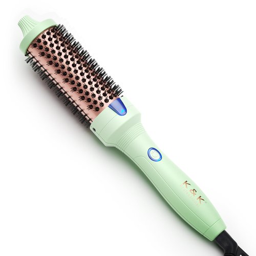 K&K Thermal Brush for Blowout Look, 1.5 Inch Ionic Heated Round Brush Makes Hair Smoother, Dual Voltage Thermal Round Brush Get Natural Curls, Easy to Use, 30S Fast Heating