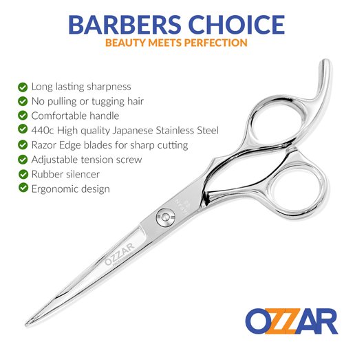 OZZAR Professional Hair Scissors 6.5" Hair Cutting Shears Razor Edge Barber scissors Hairdressing Scissors with Extremely Sharp Blades - 440C Japanese Stainless steel Haircut kit