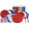Party Essentials Patriotic Assortment Hard Plastic Combo Pack, Disposable Cutlery Sets, 51 Pieces/ 17 Place, Red/White/Blue