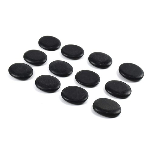 Windfulogo 12Pcs Small Hot Massage Stones Set Natural Lava Basalt Heated Warmer Stone for Spa Massage Black 1.18 x 1.57 in(3x4cm)