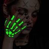 U-Goforst 2X Skeleton Face Tattoo, Skeleton Hand Tattoo Glow in The Dark, Skull Halloween Face Tattoos Hand Bones Temporary Tattoos Sticker, Classic Skeleton Makeup for Women Men Adult