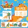 EMOEM Dinosaur Tattoos for Boys Individually Wrapped, 50 PCS Glitter Temporary Tattoo Sticker Kids, Dinosaur Birthday Party Decorations Supplies Favors Goodie Bag Stuffers