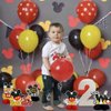 TONIFUL 2nd Birthday Black Red Yellow Mouse Themed Table Honeycomb Centerpieces, Red Mouse Table Topper Decor, Letter TWO for Second Birthday Party Supplies Party Decorations (8 Pcs)