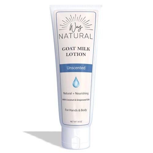 Way Natural Real Goat Milk Lotion, Unscented - Soothing, Creamy, Dry Skin Relief - Coconut & Grapeseed Oils - Goat Milk Hand Cream/Body Lotion - 8oz Tube