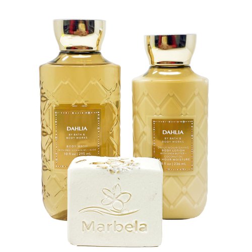 Bath & Body Works Dahlia - Duo Gift Set - Body Wash and Body Lotion With a Natural Oats Soap.