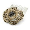 Medium Decorative Hair Comb Rhinestone Crystal Rose Bridal Hair Comb, Light Brown