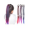 8 Pieces Multicolor Braids Hair Extensions Accessories with Rubber Bands Rainbow Hairstyle Ponytails Braided Synthetic Hairpieces for Women