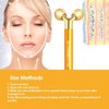 2-in-1 Electric Face Massager 24k Golden Facial Massager, 3D Roller and T Shape Facial Roller Massager Kit Skin Care Tools