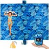 URBANECO OUTDOORS Lightweight Beach Blanket - Oversized 107" x 77" Waterproof Sandproof - Double Anchored for Fun Leisure Beach Blanket - with Stake Pouch & Plastic Stakes Durable Sand Beach Mat