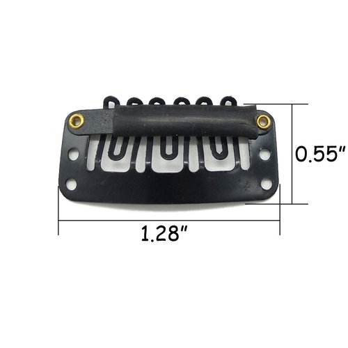 TIHOOD 50PCS Snap Clips for Hair Extensions Weaves U-shape Metallic Wig Clips With Silicon Rubber Small Size Black