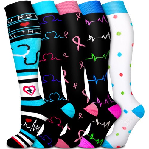 Compression Socks for Women & Men Circulation (5 Pairs)- Best Support for Nurses, Running, Hiking, Pregnancy