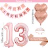 13th Birthday Party Decorations Hello Thirteen Party Balloons 13th Birthday Tiara Sash Happy Birthday Banner for 13 Year Old Girls Birthday Party Favor Supplies
