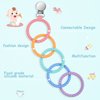 Ainiv Silicone Baby Teether Links, Cutie Baby Teething Toys with Pacifier Clip, Multi Use Baby Teether Rings, Food Grade Silicone Attachable Teether Chew for Newborn Infant Baby Gift, Color 4