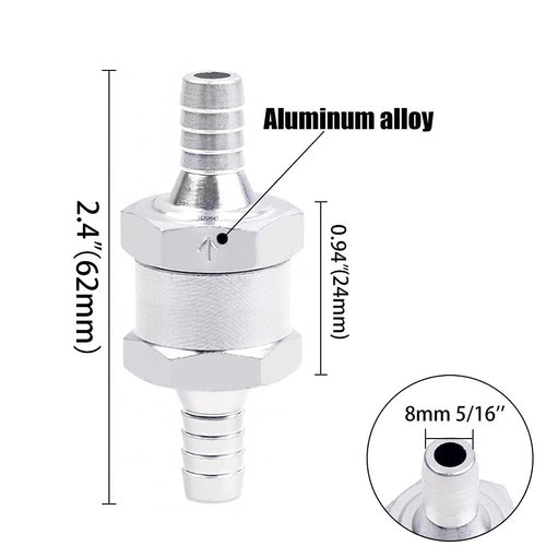 Joywayus 5/16" Fuel Non Return One Way Check Valve Petrol Diesel Aluminum (Pack of 2)