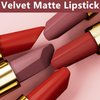 Jeffbaubl 2 Pcs Matte Lipstick,Velvet Matte Lip Sticks,Red Velvet Lipstick,Smudge Proof Long Lasting Lipstick,Waterproof Non-Stick Cup Lip Stain for Women Girls(Dark Red+Bean Paste Red)